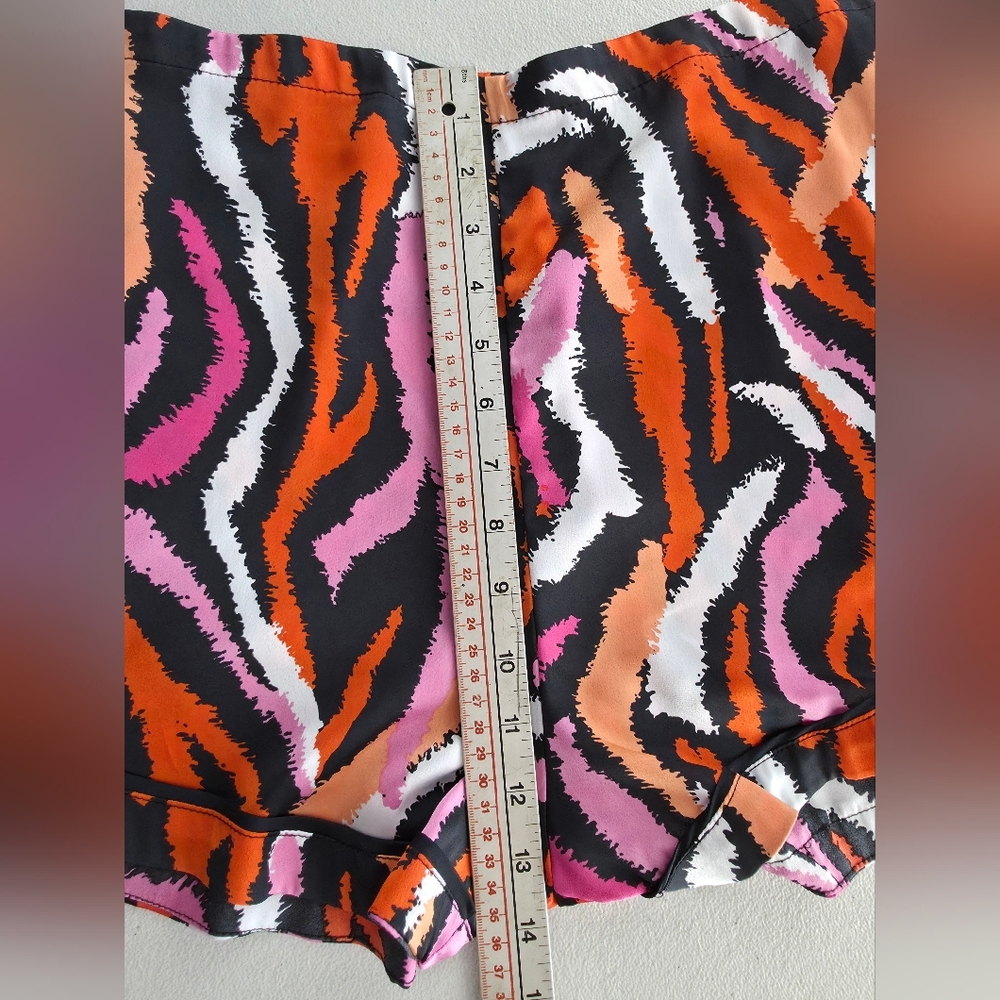 DVF for Target Satin Pajama Set Disco Zebra Pink Orange Vibrant Retro Boho Large - Picture 11 of 13